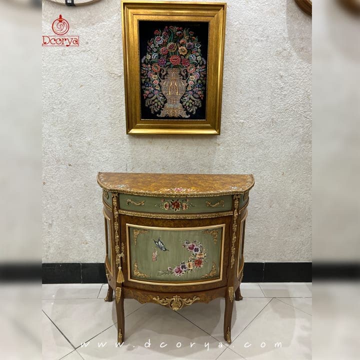 میز کنسول نیم گرد نقاشی برنزخور B038