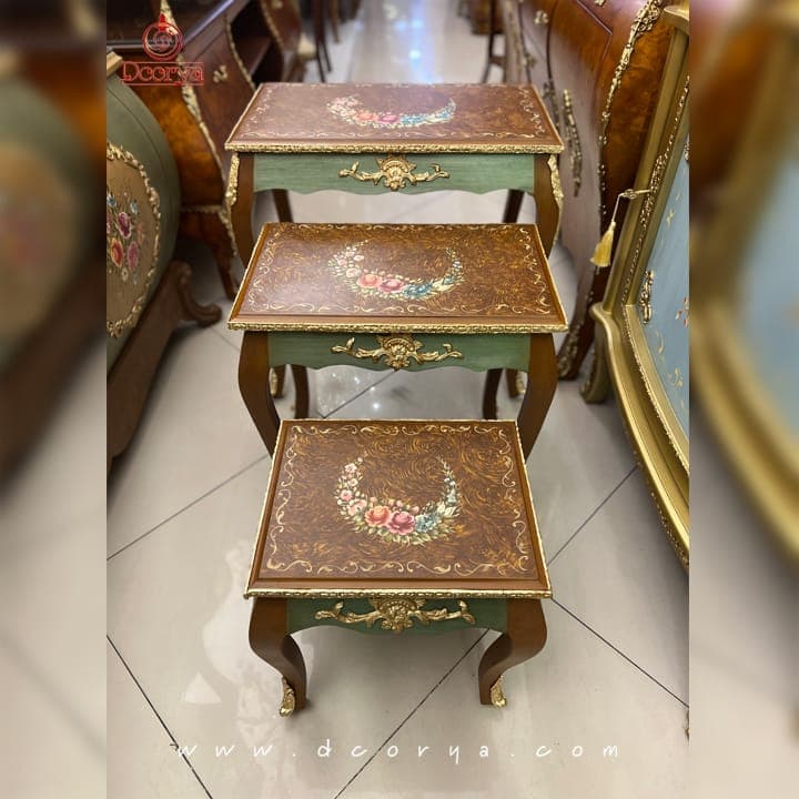 میزعسلی 3 تیکه نقاشی برنزخور M032