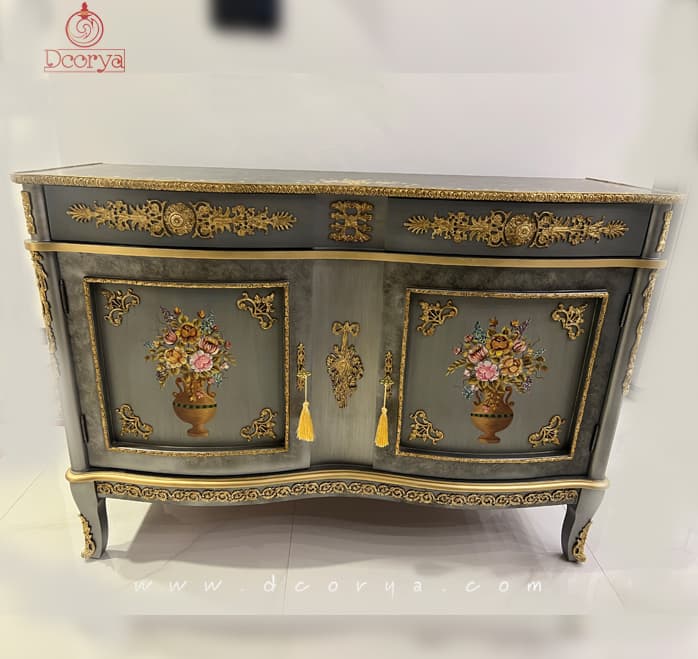 میز کنسول دودرب نقاشی برنزخور B004